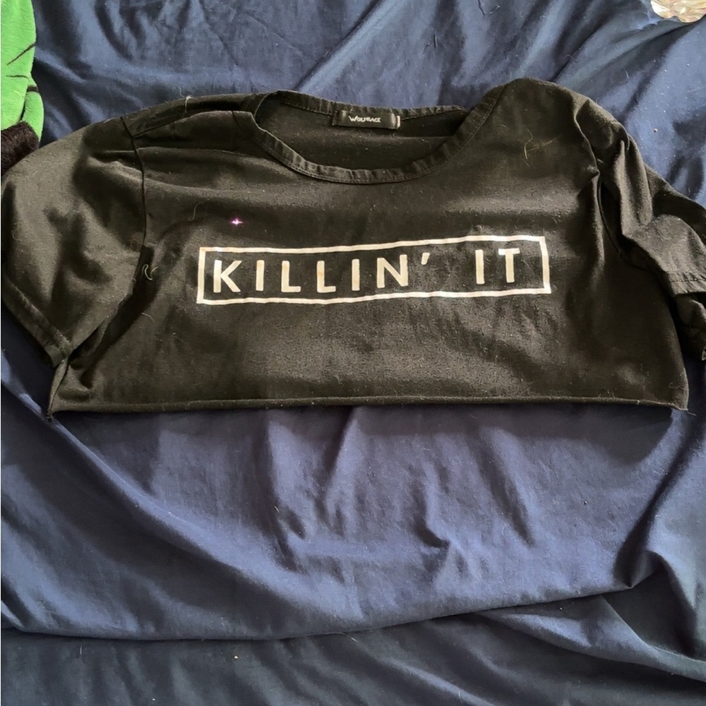 Black Graphic crop top